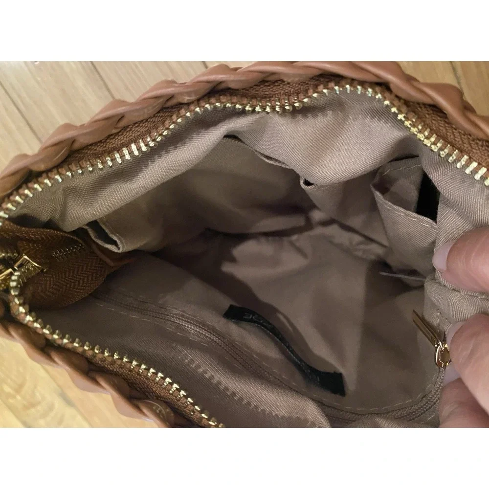 Rachel Zoe Woven Leather Wristlet Clutch in Brown